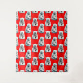 Polar Bear Pattern Design On Red  Wandkleed (Voorkant)
