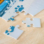 Polar Bear Racing a Husky Dog Sled Team Legpuzzel (Zijkant)