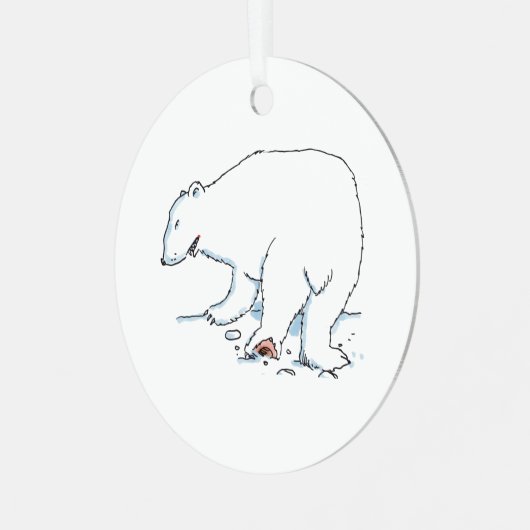 Polar Bear round metal ornament (Voorkant links)