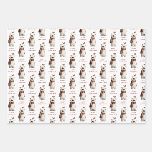 Polar Bear Santa and Reindeer Christmas Inpakpapier Vel (Voorkant 3)