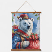 Polar Bear Santa Christmas Design Hangend Wandkleed (Voorkant)
