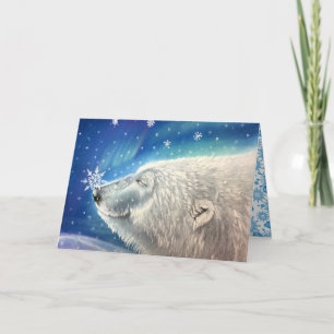 Polar Bear Sneeuwvlokken Wenskaart Feestdagen Kaart