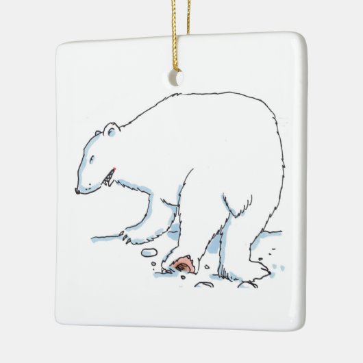 Polar Bear square ceramic ornament 2 sided (Links)