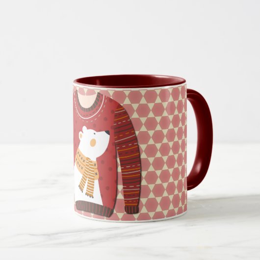 Polar Bear Ugly Sweater Art Mug Cup (Devant droit)