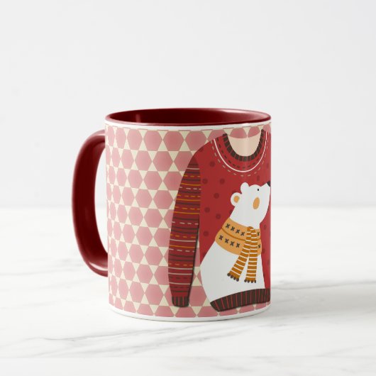 Polar Bear Ugly Sweater Art Mug Cup Mok (Voorkant links)