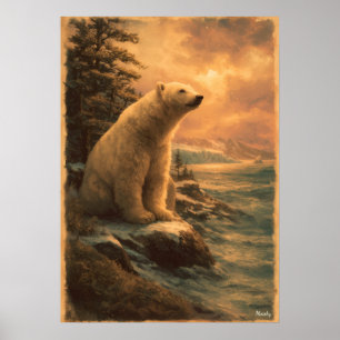 Polar Bear Vintage – Mid-Century Retro Arctische W Poster