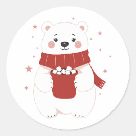 Polar Bear with Cocoa  Ronde Sticker