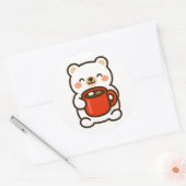 Polar Bear With Coffee – Cute Animal Sticker (Enveloppe)