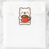 Polar Bear With Coffee – Cute Animal Sticker (Sac)