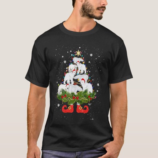 Polar Bears Christmas Tree Lights  Santa Hat T-shirt (Voorkant)