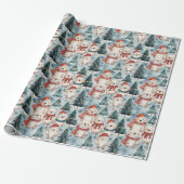 Polar Bears with Hats & Scarves Wrapping Paper Cadeaupapier (Uitgerold)