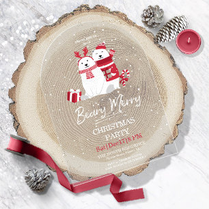 Polar Beary Merry Christmas Party Arch ID851 Acryl Uitnodigingen