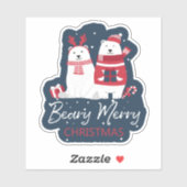 Polar Beary Merry Kerstmis ID851 Sticker (Vel)