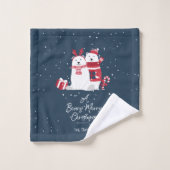 Polar Beary Merry kerstpatroon ID851 Bad Handdoek (Wasdoekje)