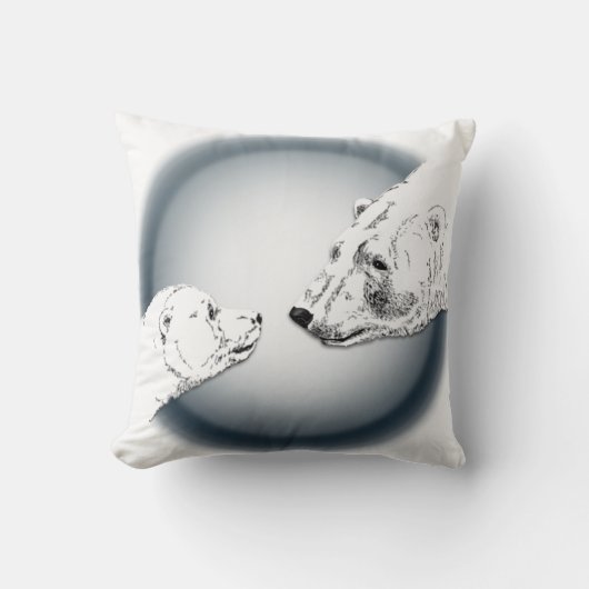 Polar Beer Art Pillow Moeder w. Baby Beren Pillow Kussen (Voorkant)