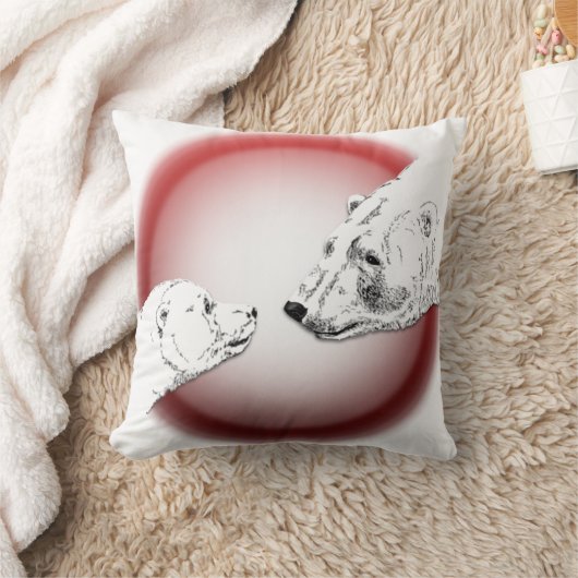 Polar Beer Art Pillow Moeder w. Baby Beren Pillow Kussen (Deken)
