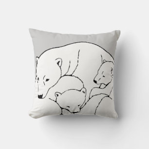Polar Beer Art Pillow Moeder w. Baby Beren Pillow Kussen