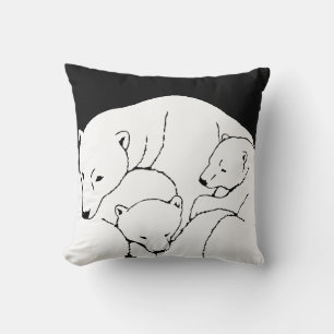 Polar Beer Art Pillow Moeder w. Baby Beren Pillow Kussen