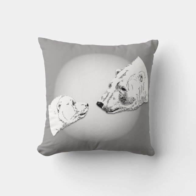Polar Beer Art PillowMoeder- en Cub-Beren Pillow Kussen (Voorkant)