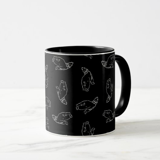 Polar Beer Art Print Pattern Polar Beren Black Mok (Voorkant rechts)