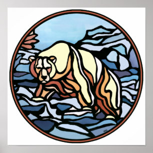 Polar Beer Art Print Tribal Wildlife Home Decor