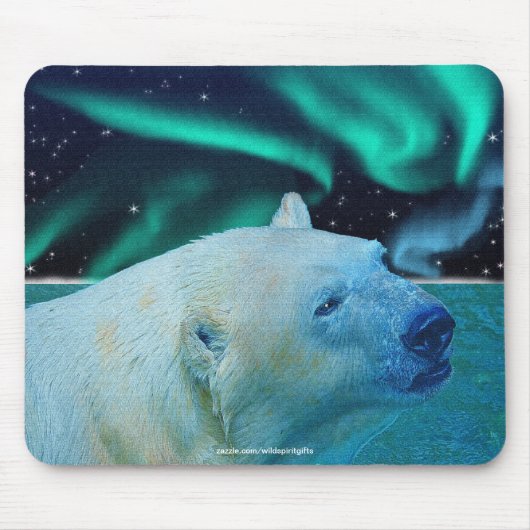 Polar Beer & Aurora Borealis Art Mousepad Muismat (Voorkant)