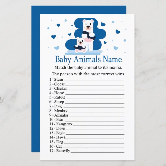 Polar beer Baby Animals Name Game (Voorkant / Achterkant)