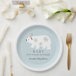 Polar Beer Baby Het is koud buiten blauw Baby show Papieren Bordje