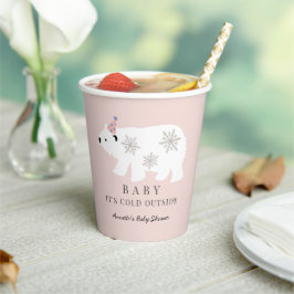 Polar Beer Baby Het is koud buiten roze Baby showe Papieren Bekers