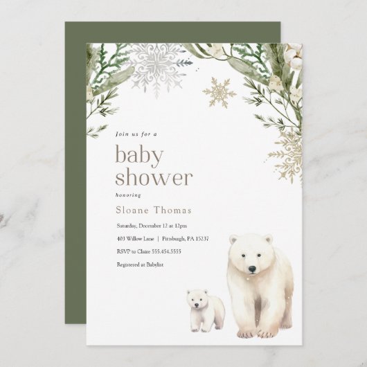 Polar Beer Baby shower Invitation Kaart (Voorkant / Achterkant)