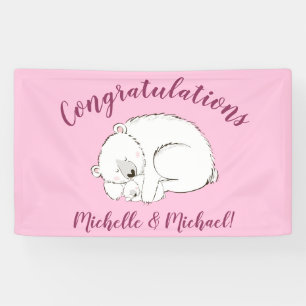 Polar Beer Baby shower Roze meisje Spandoek