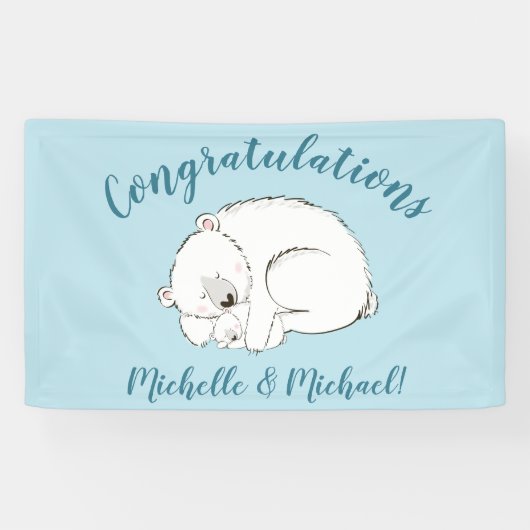 Polar Beer Baby shower Winter Blue Boy Spandoek (Horizontaal)
