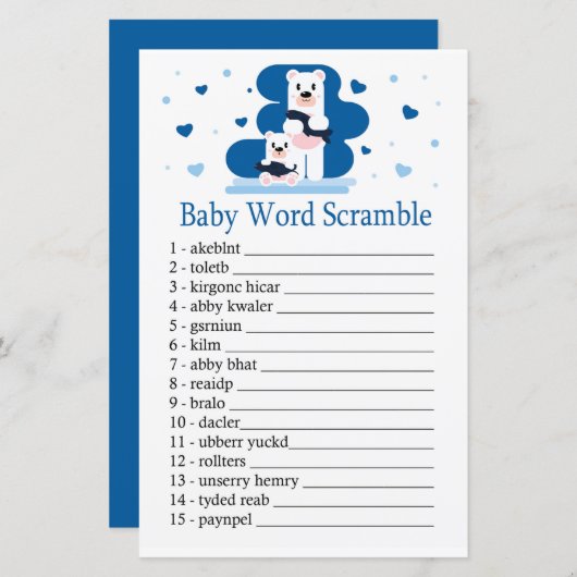 Polar beer Baby word scramble game (Voorkant / Achterkant)