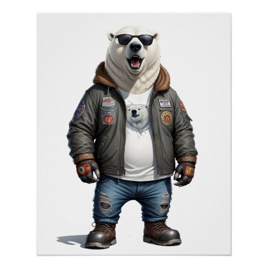Polar Beer Biker Rebel Leather Jacket Cool Urban Perfect Poster (Voorkant)