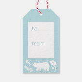 Polar Beer Blauw Foliage Christmas Gift Label Cadeaulabel (Achterkant)