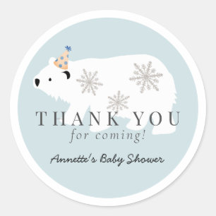 Polar Beer Blue Boy Baby shower Bedankt Ronde Sticker