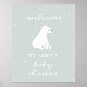 Polar Beer Blue Snow Baby shower Welcome Poster
