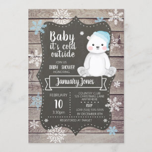 Polar Beer Boy Baby shower Invitation I Blue Kaart