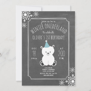 Polar Beer Boy Winter ONEderland First Birthday Kaart