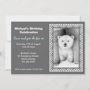 Polar Beer Cub Birthday Party Invitation Kaart