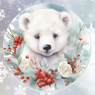 Polar Beer Cub met kerst Schattige Ronde Sticker