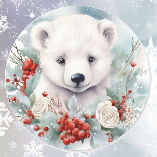 Polar Beer Cub met kerst Schattige Ronde Sticker