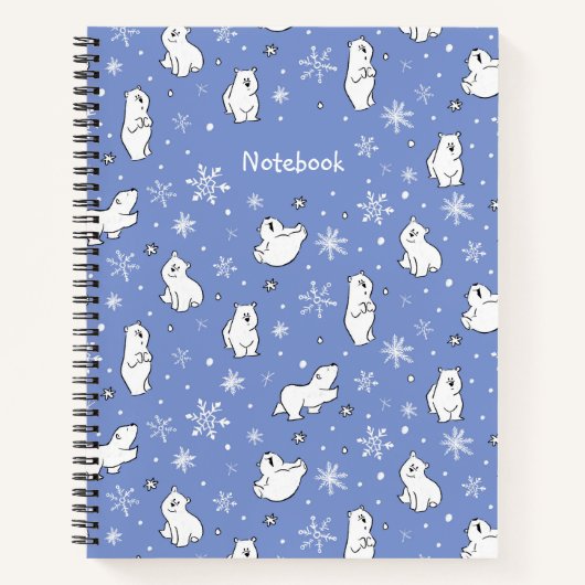 Polar Beer Cubs en sneeuwvlokken - Personaliseer - Notitieboek (Voorkant)