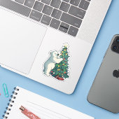 Polar Beer Decoreren van een kerstboom Sticker (Laptop met iPhone)