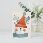 Polar Beer draagt kerstmuts Minimalistische kerst Briefkaart (Staand voorkant)