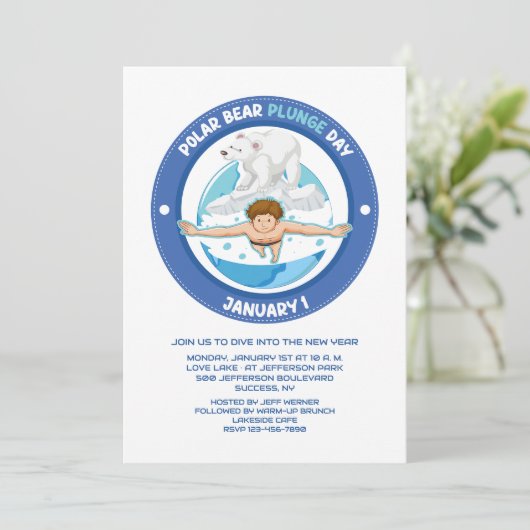 Polar Beer Duik Dag uitnodiging (Staand voorkant)