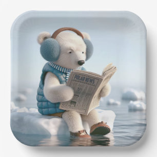Polar Beer Een krant lezen Papieren Bordje
