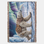 Polar Beer en Aurora Art Deken (Voorkant Verticaal)