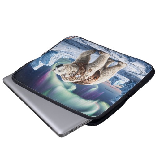 Polar Beer en Aurora Art Laptop Sleeve (Voorkant onderkant)