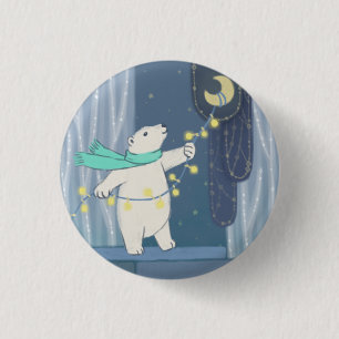 Polar Beer en de maan Ronde Button 3,2 Cm